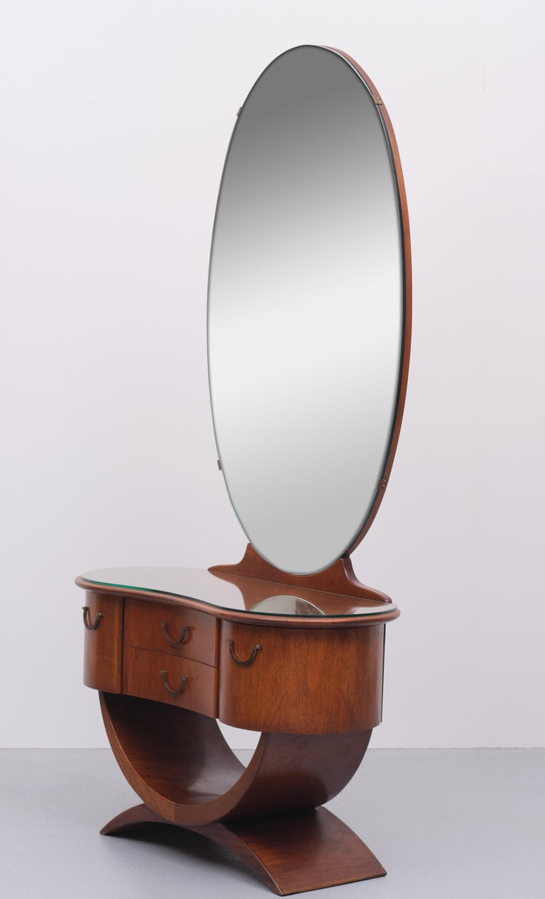 Nutwood A A Patijn Curved Vanity and stool  Zijlstra Joure Holland  For Sale