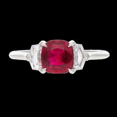 AGL Certified 1.41 Cts Platinum, Ruby and Diamond Ring