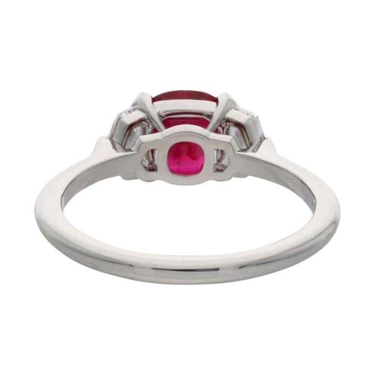 Women's AGL Certified 1.41 Cts Platinum, Ruby and Diamond Ring  For Sale