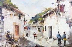 A. Aguila - 1974 Oil, Spanish Street Scene