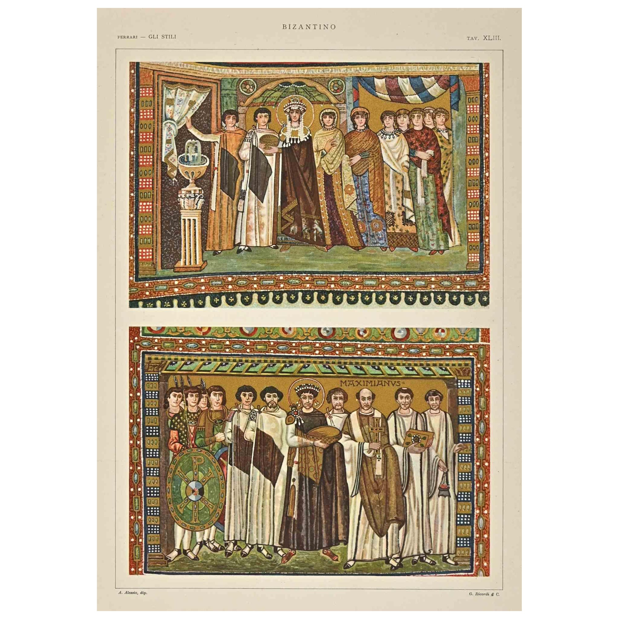 Style dcoratif byzantin - Chromolithographie d'aprs A. Alessio