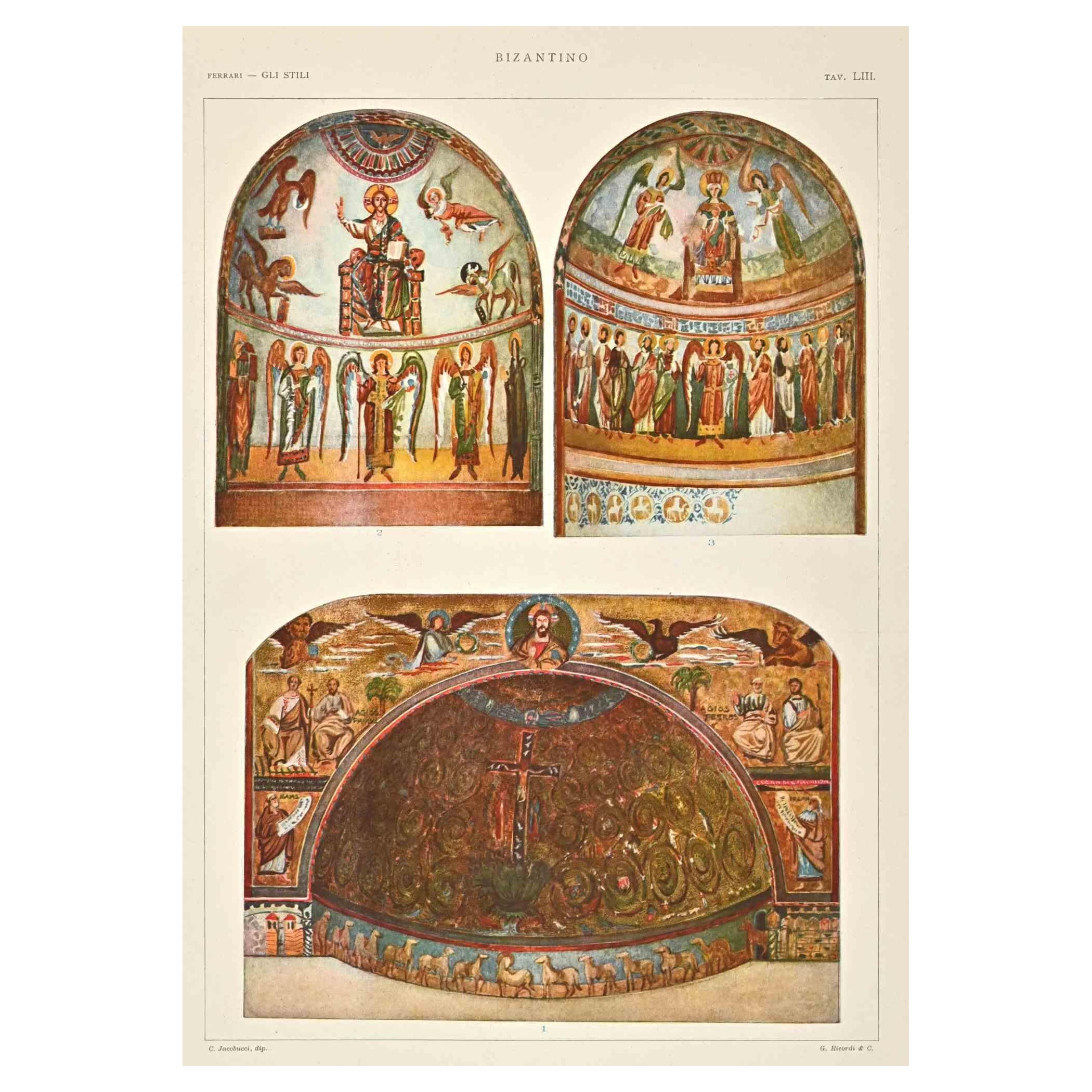 Byzantine Decorative Style - Chromolithograph after A. Alessio