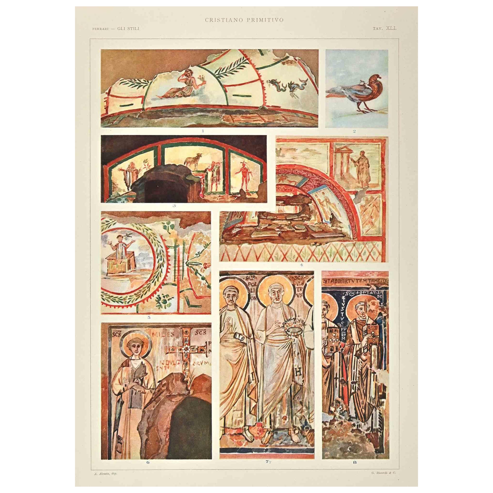 Christian Primitive Decorative Style- Chromolithograph after A. Alessio