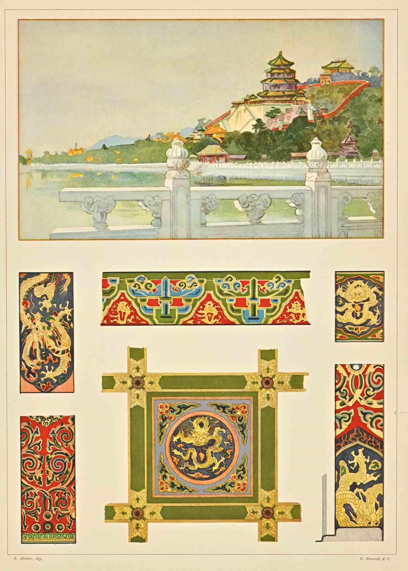 A. Alessio Decorative Motifs Chinese Chromolithograph by A
