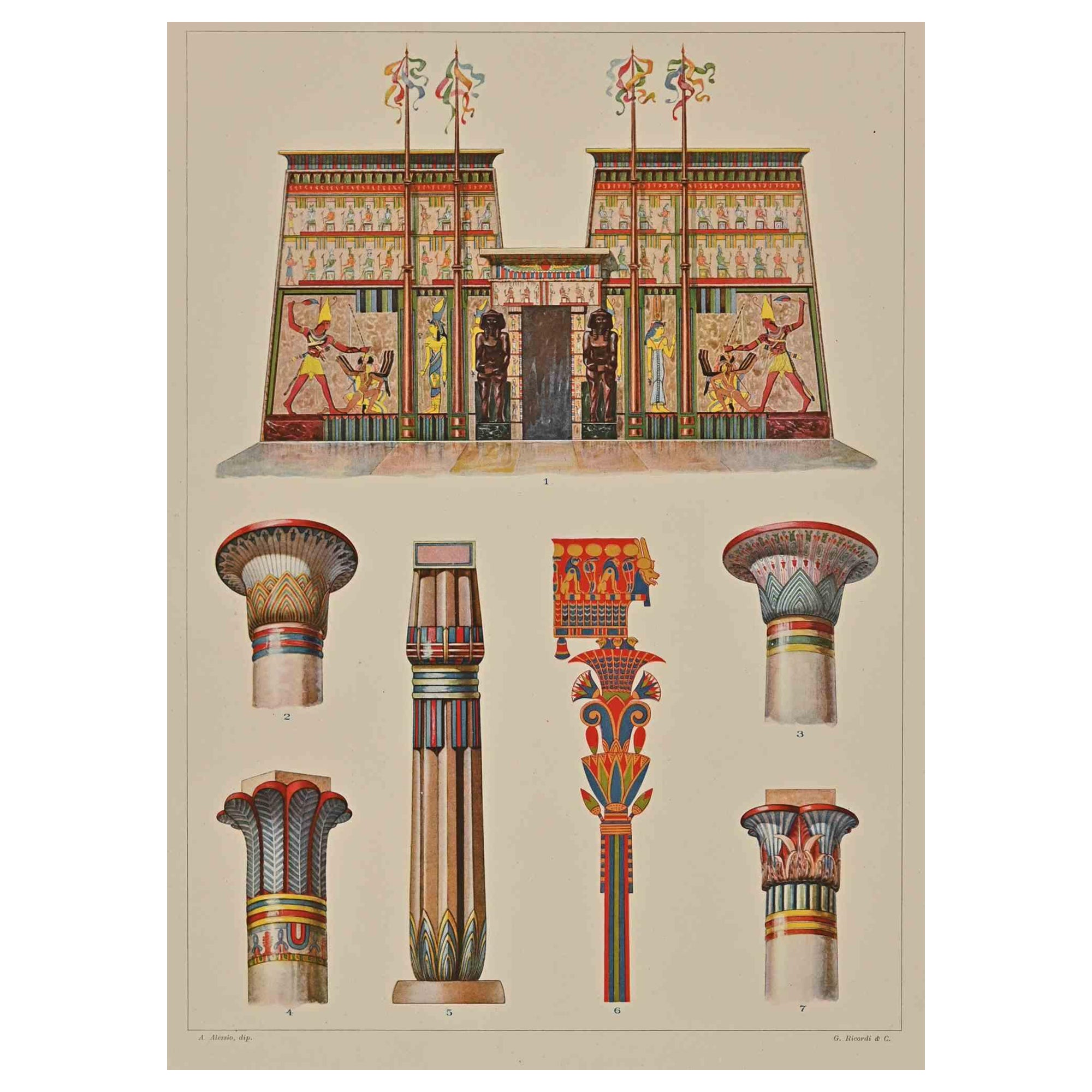 Dekorative Motive – Ägyptisch – Chromolithographie nach A. Alessio