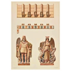 Motivi decorativi - Etruschi - Cromolitografia di A. Alessio - Inizio XX secolo