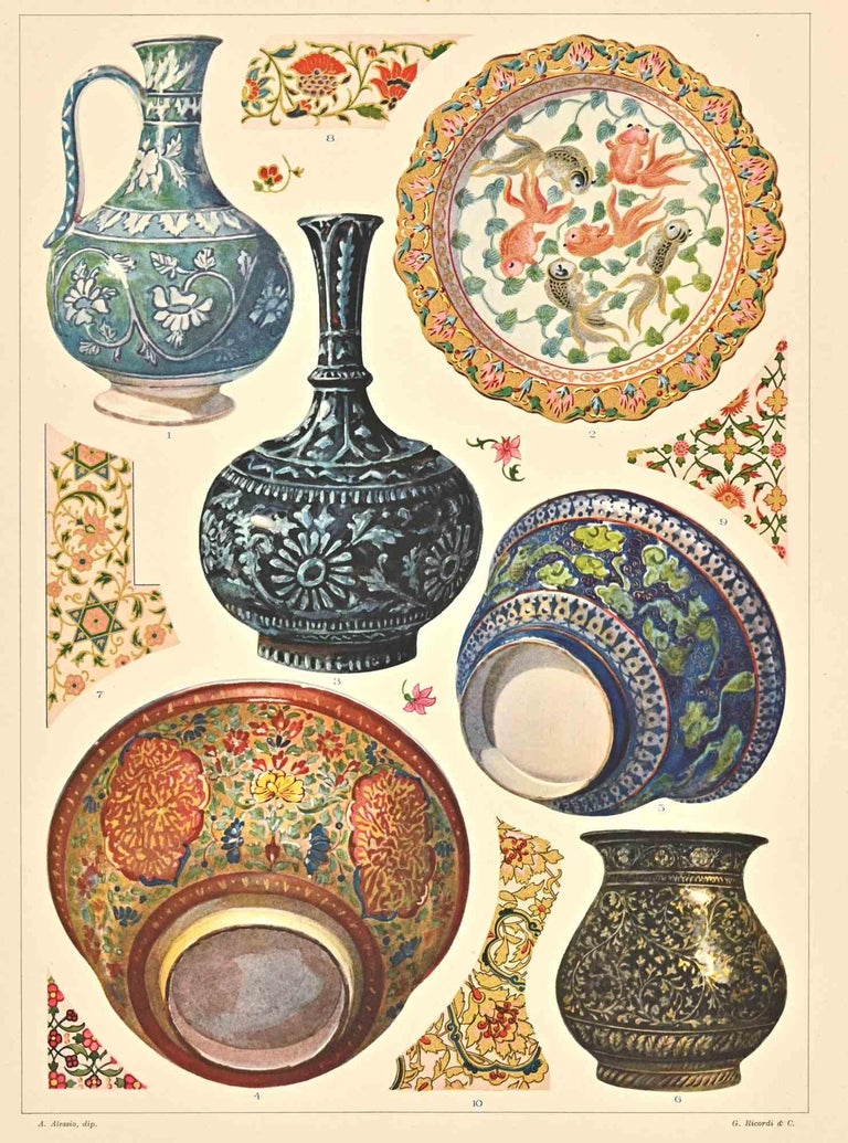 A. Alessio Decorative Motifs Indian Chromolithograph by A. Alessio