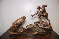 A. Amorgasti 1936 Art Deco Bronze Plaster of an Ancient Greek Hunt Scene Acadmia