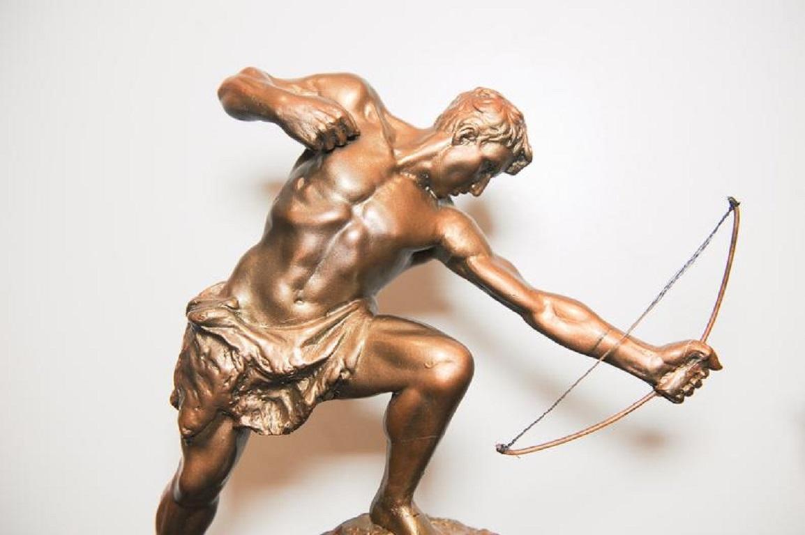 Belgian A. Amorgasti 1936 Art Deco Bronze Plaster of an Ancient Greek Hunt Scene Acadmia For Sale