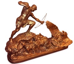 A. Amorgasti Bildhauer 1936 Bronze vergoldeter Gips einer antiken griechischen Jagdszene