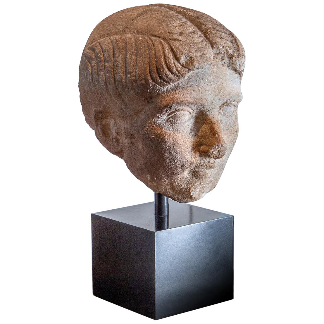 Ancient Roman Marble Bust of a Woman, 1st Century BC-1st century AD