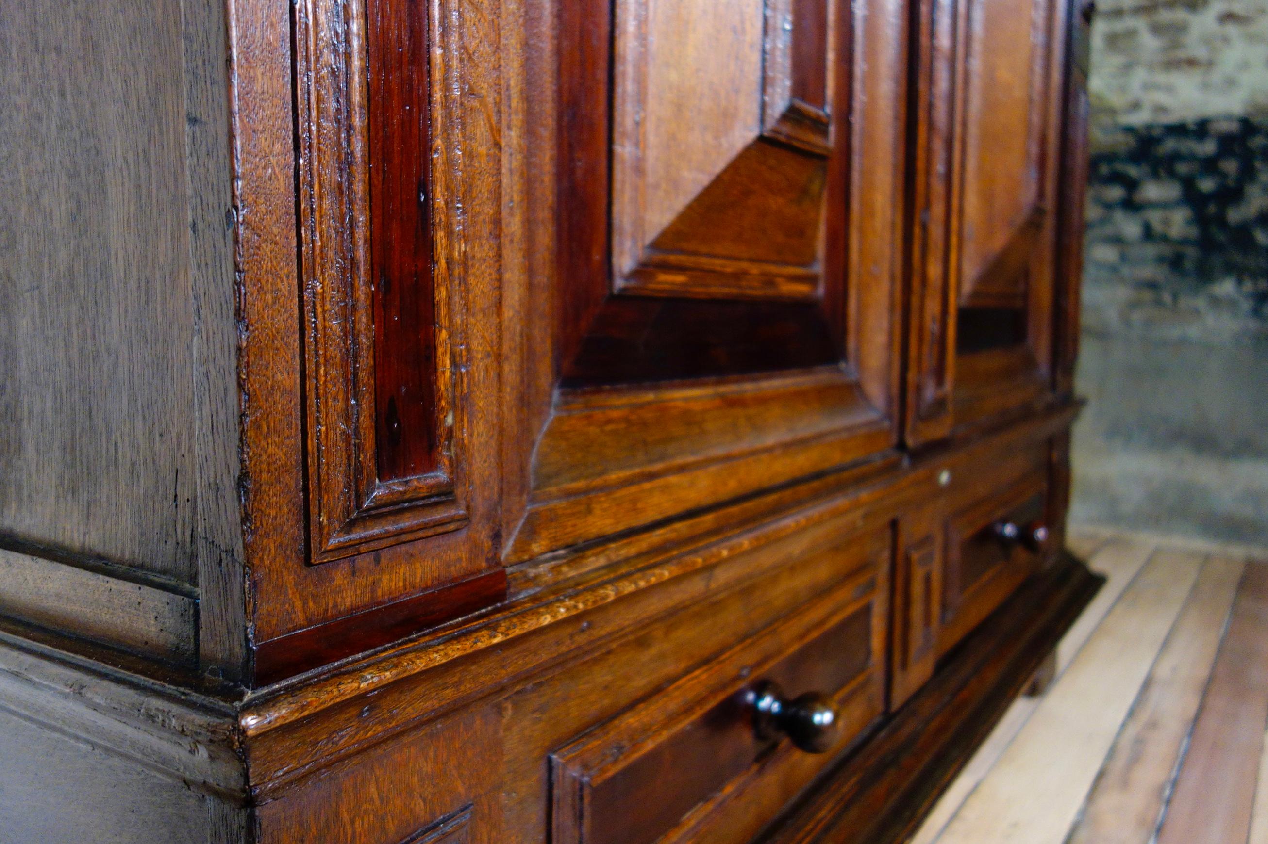 Antique 17th Century Dutch Hall Cupboard Kast Oak Armoire Kas For Sale 2