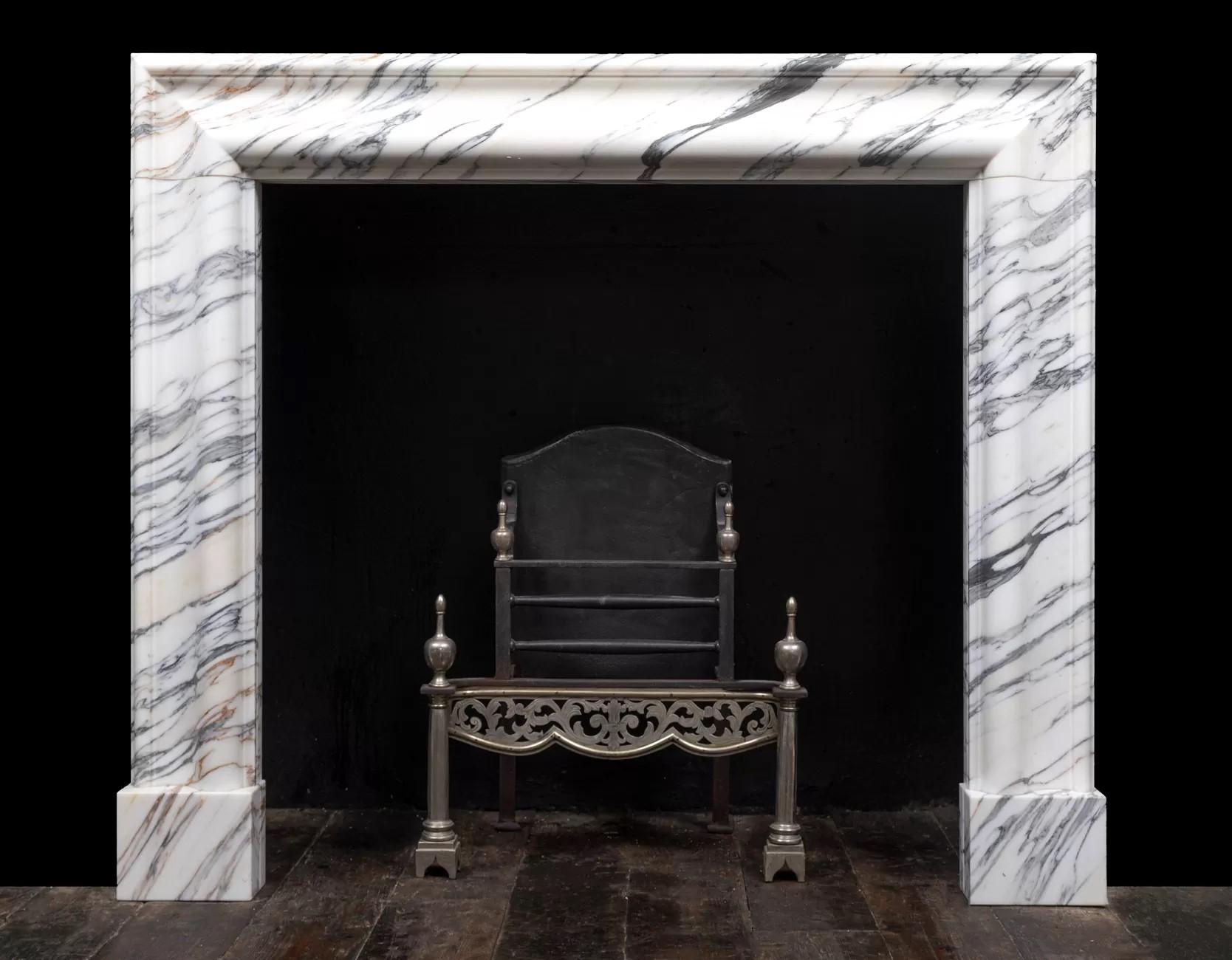Baroque A arabescato marble bolection mantel by Ryan & Smith For Sale