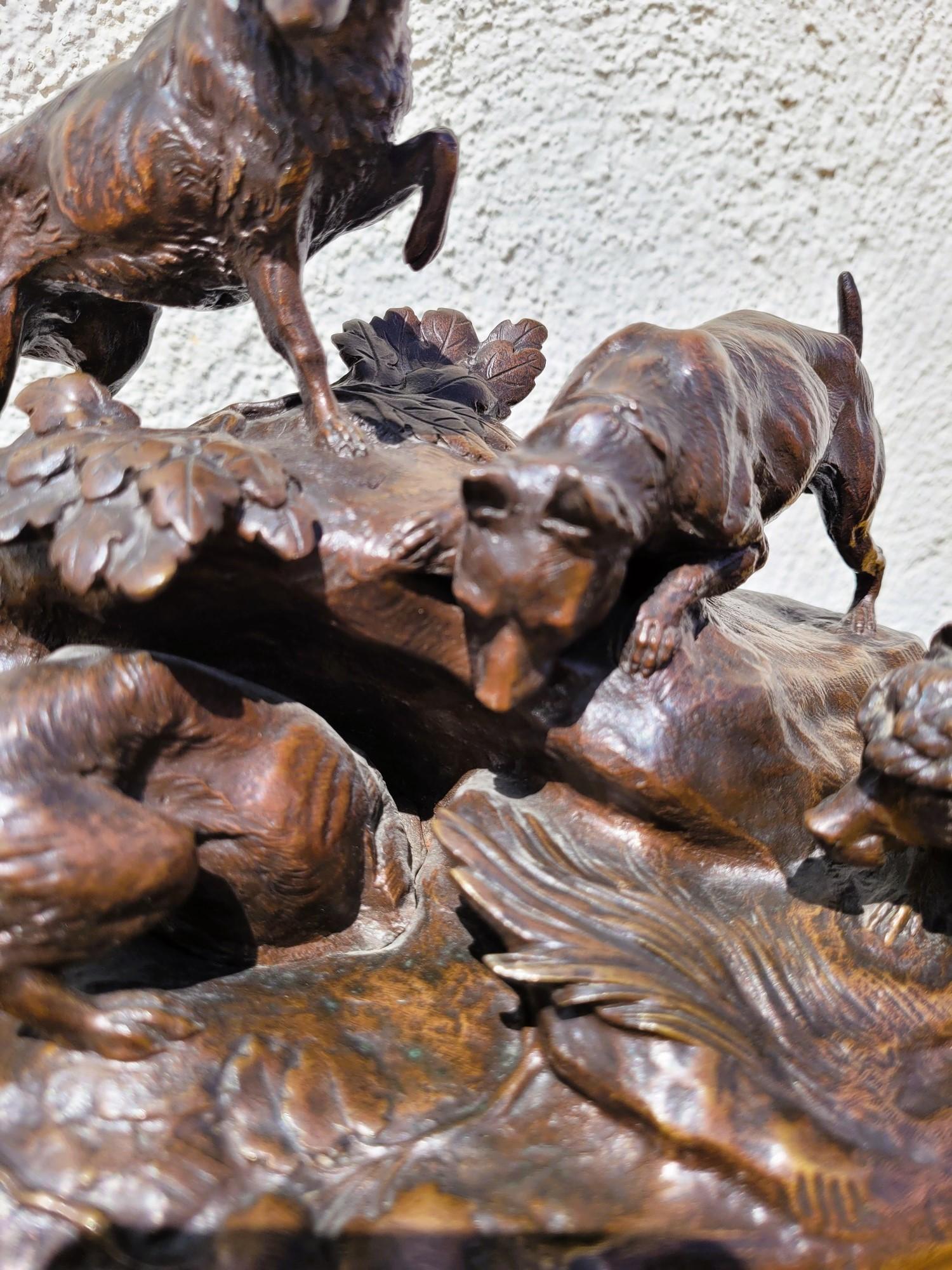 Un Incendiario, Perros de caza Terrier, Bronce firmado, Siglo XIX en venta 3