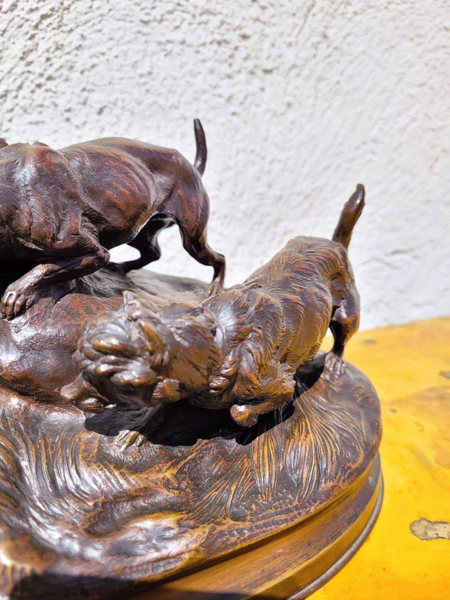 Un Incendiario, Perros de caza Terrier, Bronce firmado, Siglo XIX en venta 4