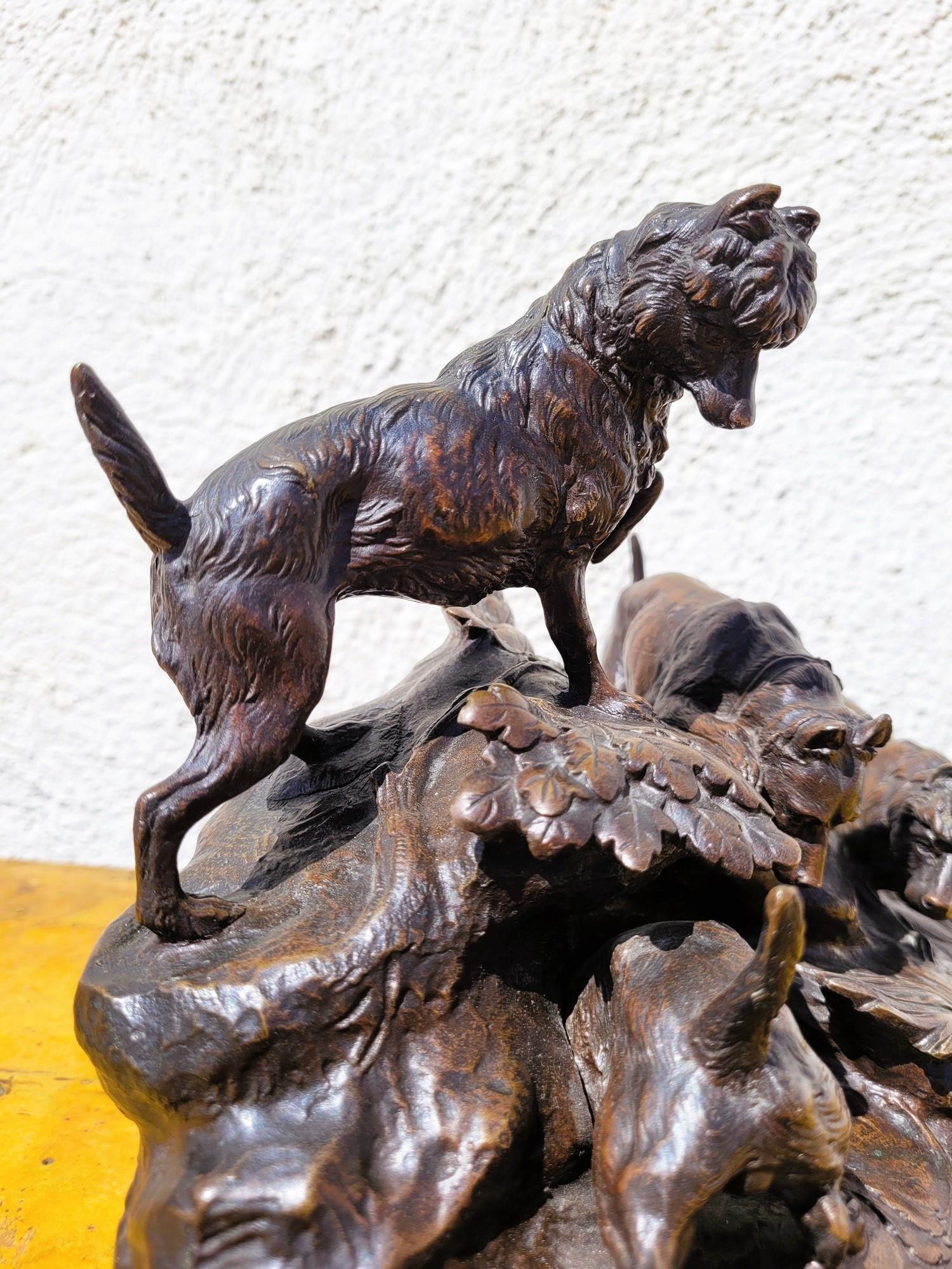 Un Incendiario, Perros de caza Terrier, Bronce firmado, Siglo XIX en Bueno estado para la venta en MARSEILLE, FR