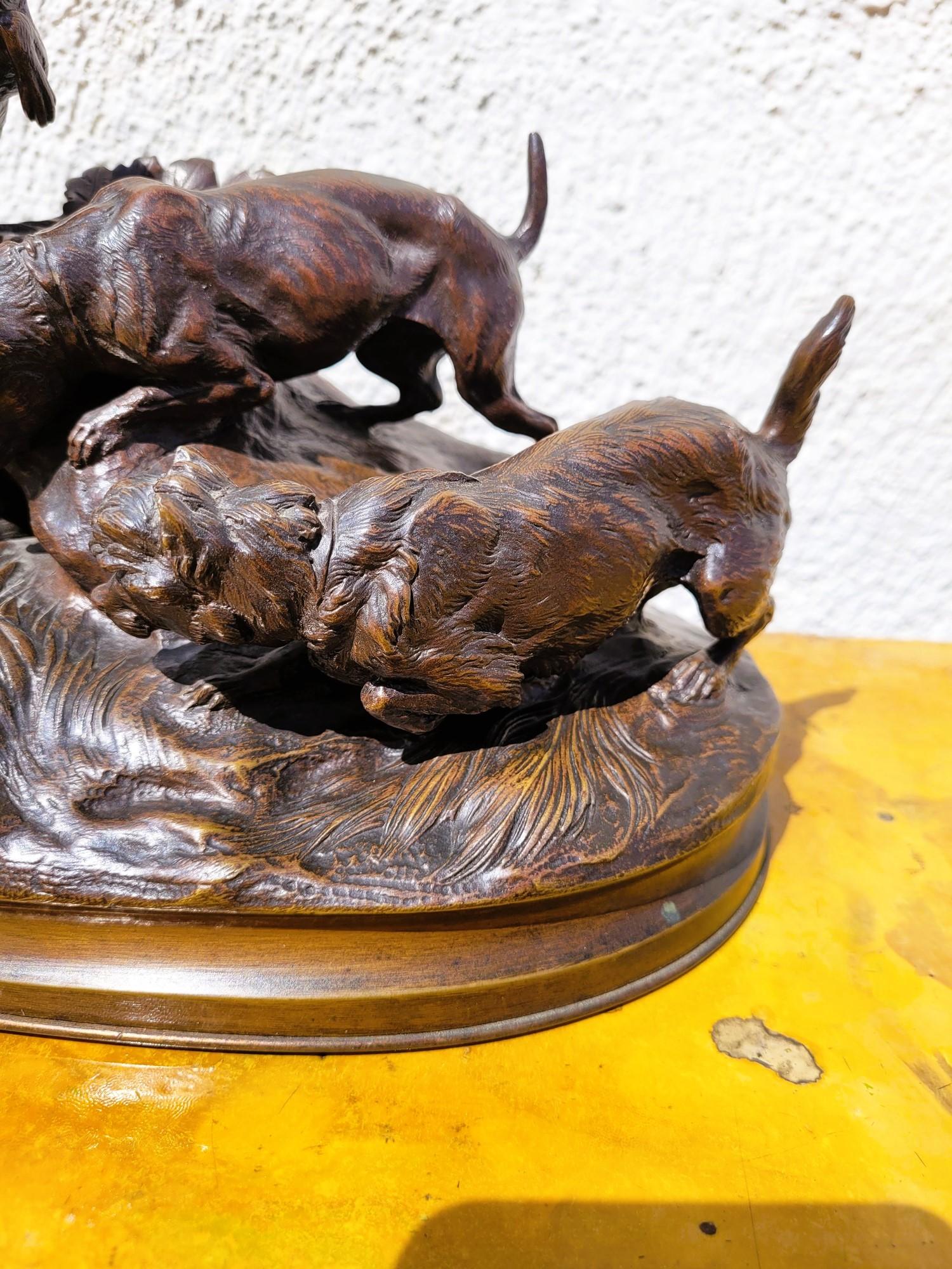 Un Incendiario, Perros de caza Terrier, Bronce firmado, Siglo XIX en venta 1