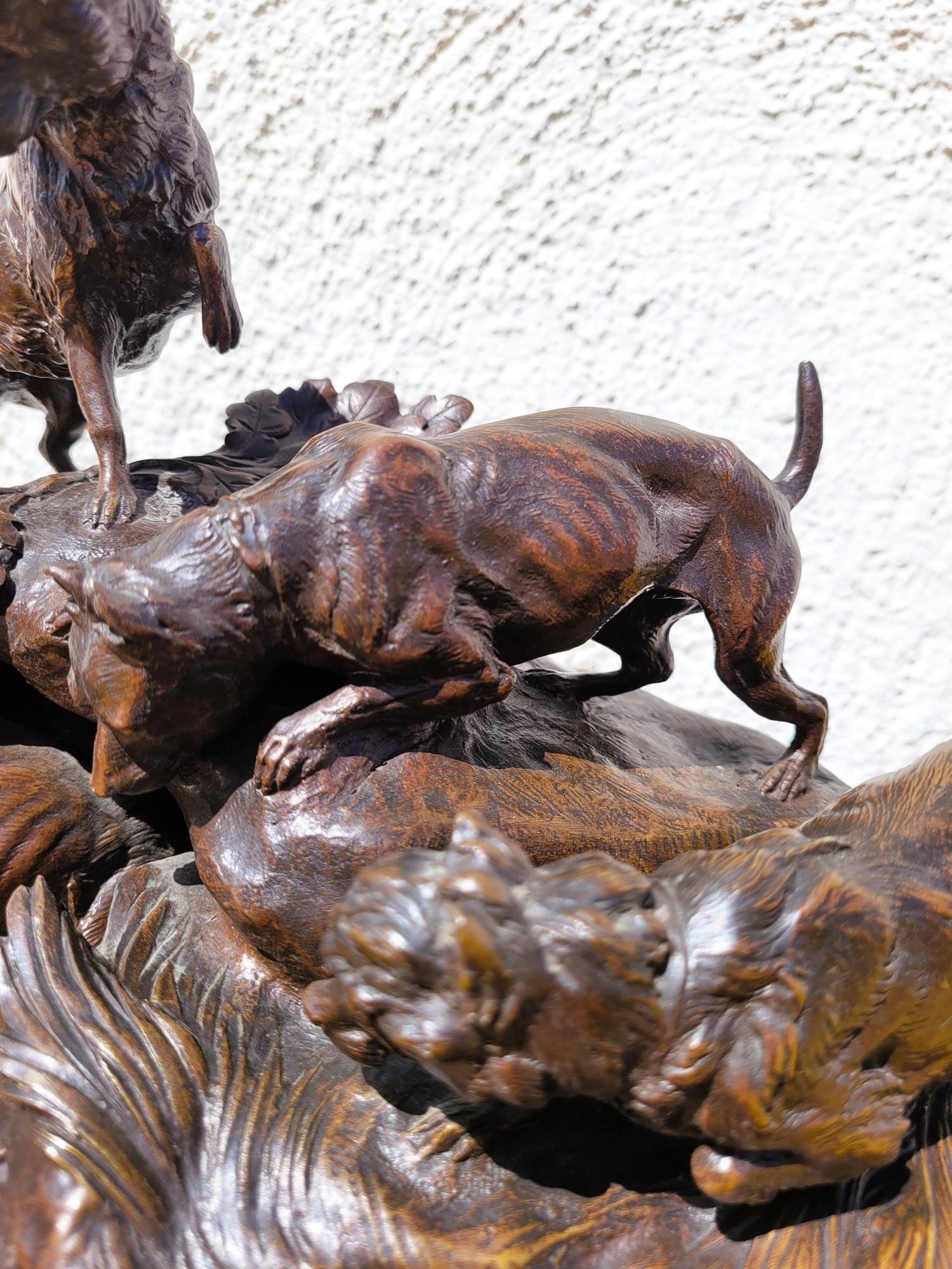 Un Incendiario, Perros de caza Terrier, Bronce firmado, Siglo XIX en venta 2
