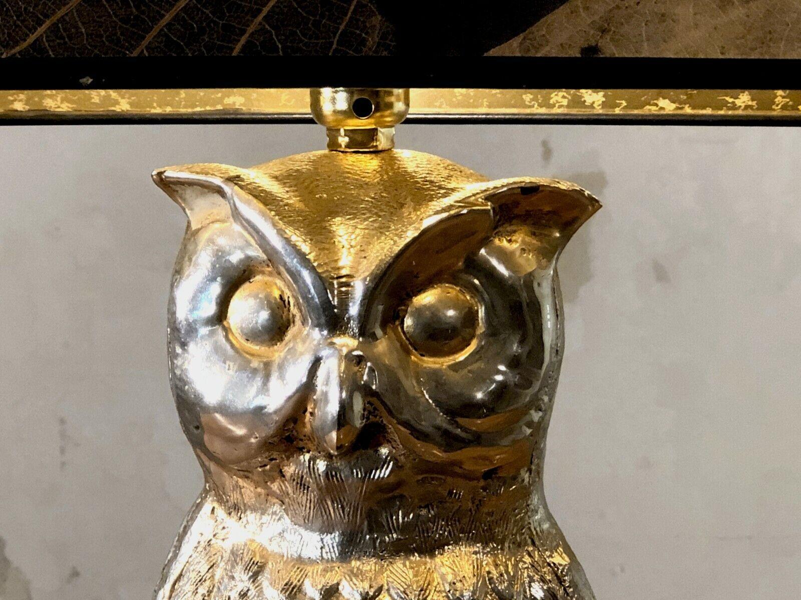 Art Deco A Poetic ART-DECO NEO-CLASSICAL Zoomorphic OWL TABLE LAMP, France 1960 For Sale