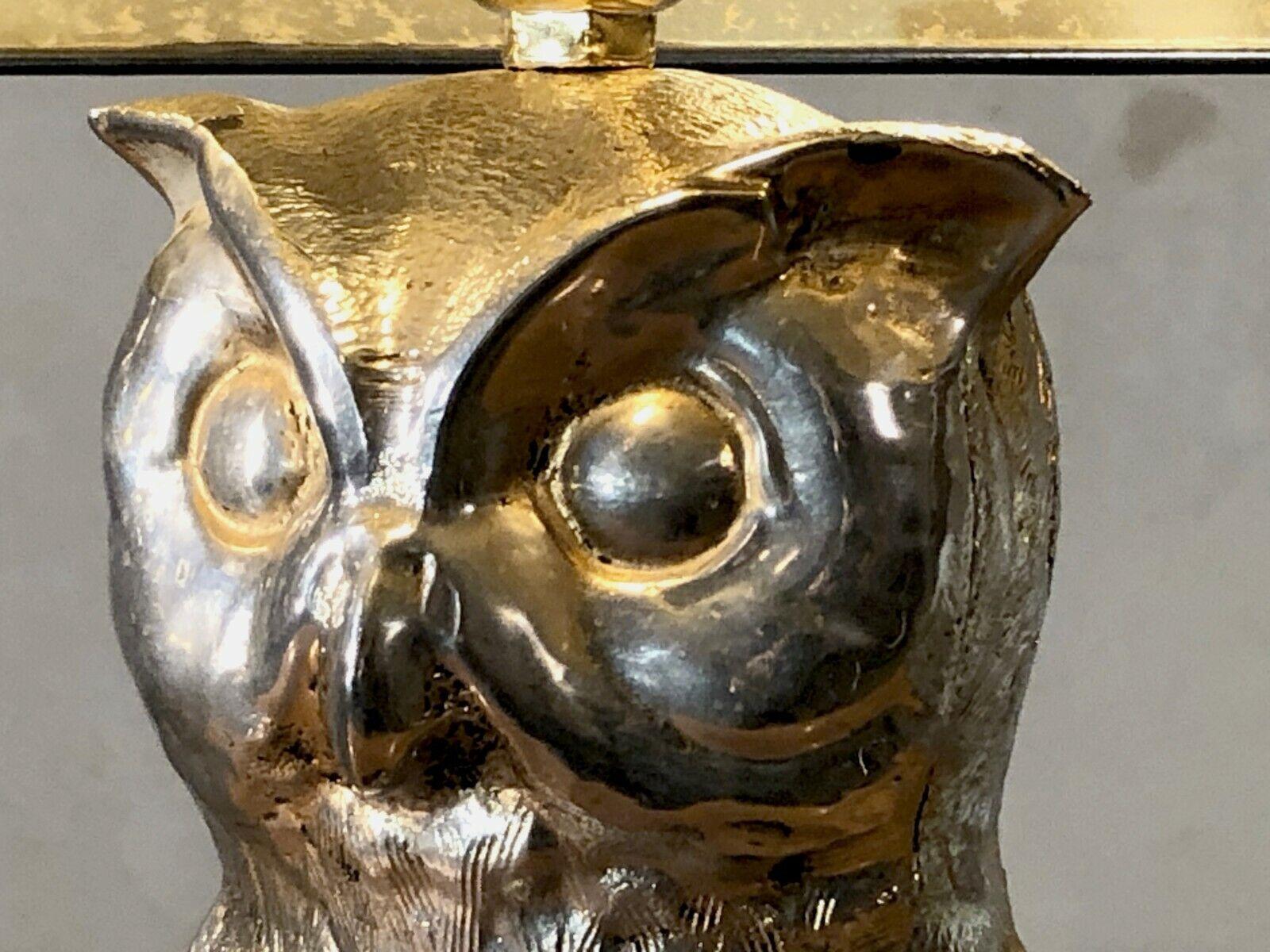 A Poetic ART-DECO NEO-CLASSICAL Zoomorphic OWL TABLE LAMP, France 1960 In Good Condition For Sale In PARIS, FR