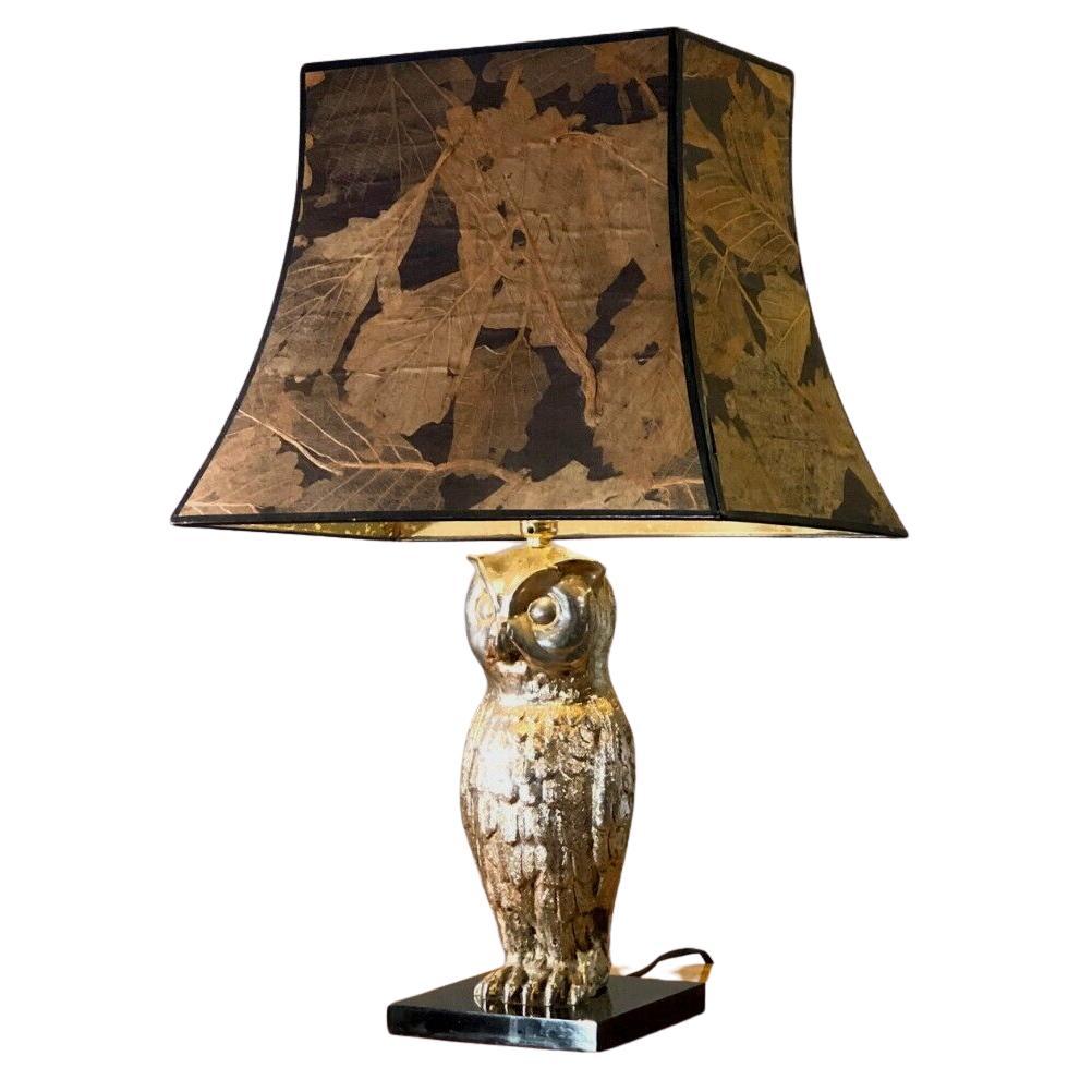 A Poetic ART-DECO NEO-CLASSICAL Zoomorphic OWL TABLE LAMP, France 1960 For Sale