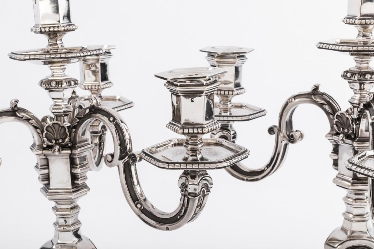 French A. Aucoc Pair of Nineteenth Solid Silver Candelabra For Sale