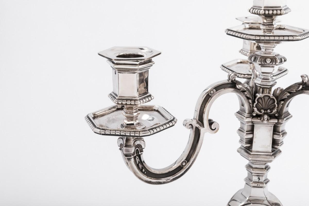 A. Aucoc Pair of Nineteenth Solid Silver Candelabra In Excellent Condition For Sale In Saint-Ouen, FR