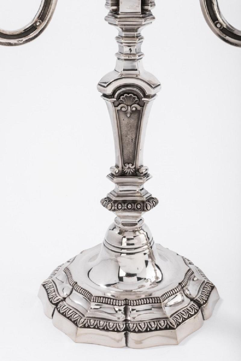 20th Century A. Aucoc Pair of Nineteenth Solid Silver Candelabra For Sale