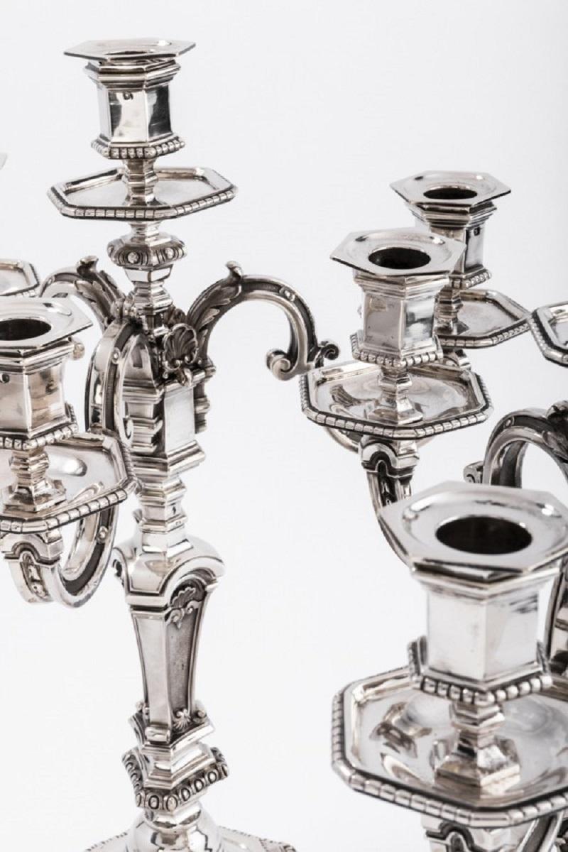 A. Aucoc Pair of Nineteenth Solid Silver Candelabra For Sale 1