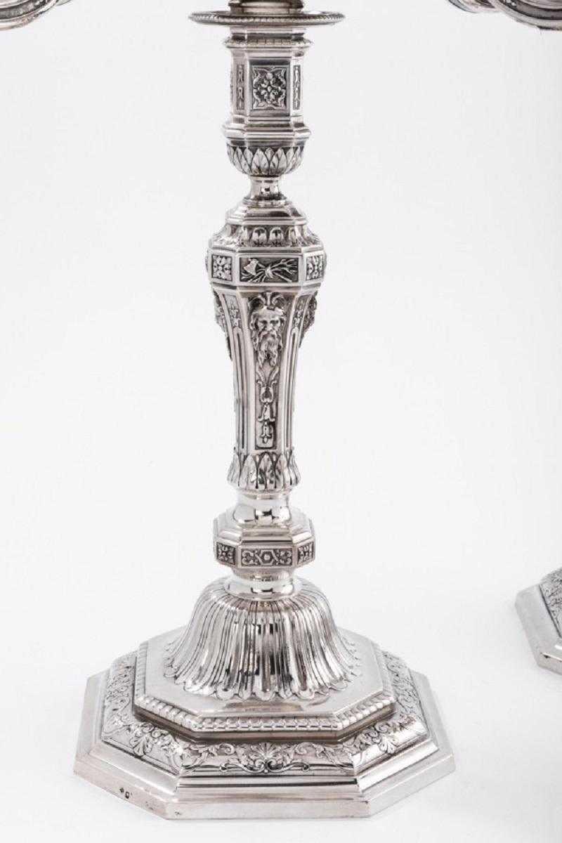 A. Aucoc Pair of Nineteenth Solid Silver Candelabra For Sale 3
