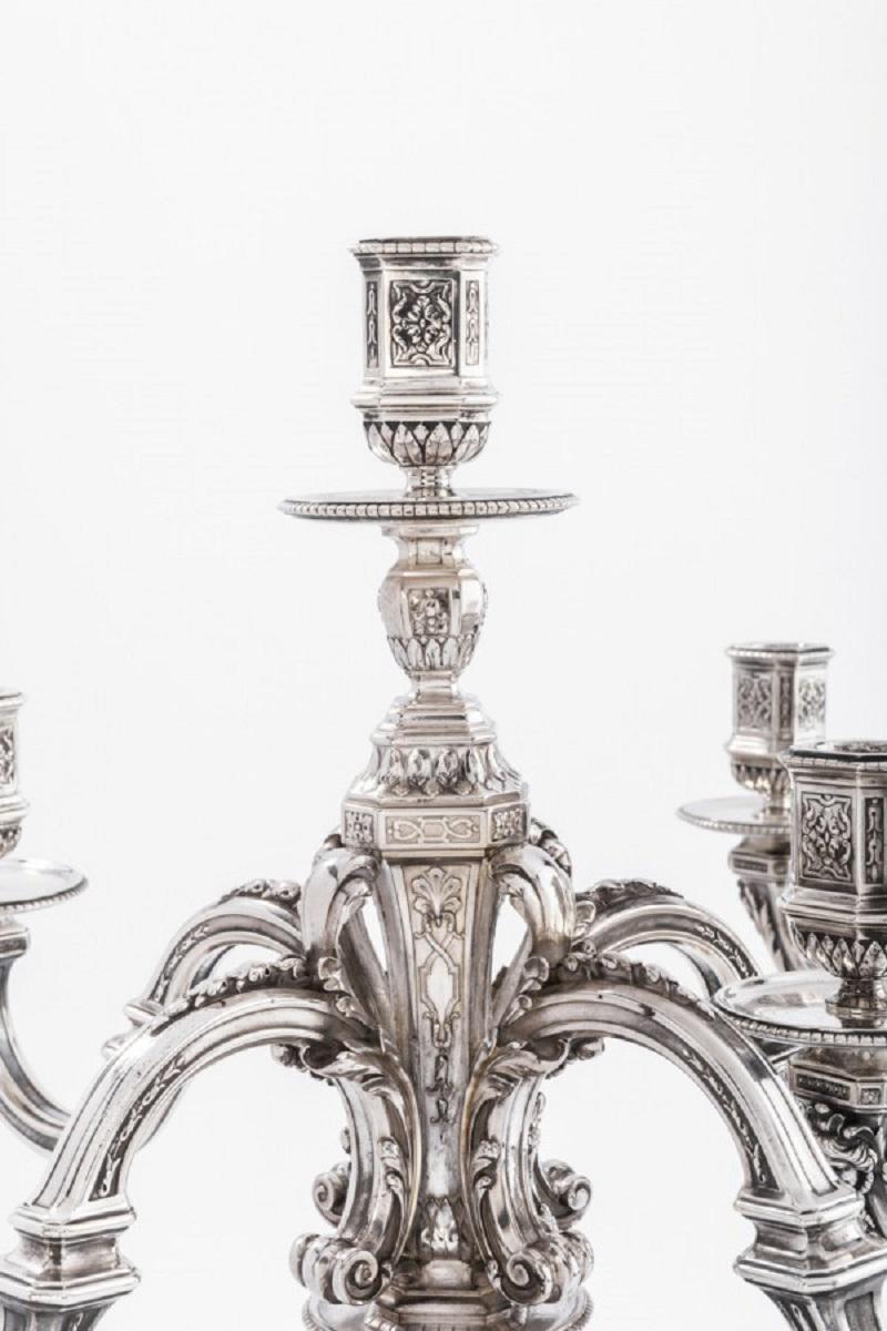 A. Aucoc Pair of Nineteenth Solid Silver Candelabra For Sale 4