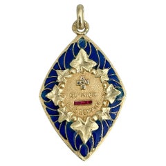 A. Augis 18 Karat Gold Diamond Ruby Enamel “Plus Qu'hier” Love Charm Pendant
