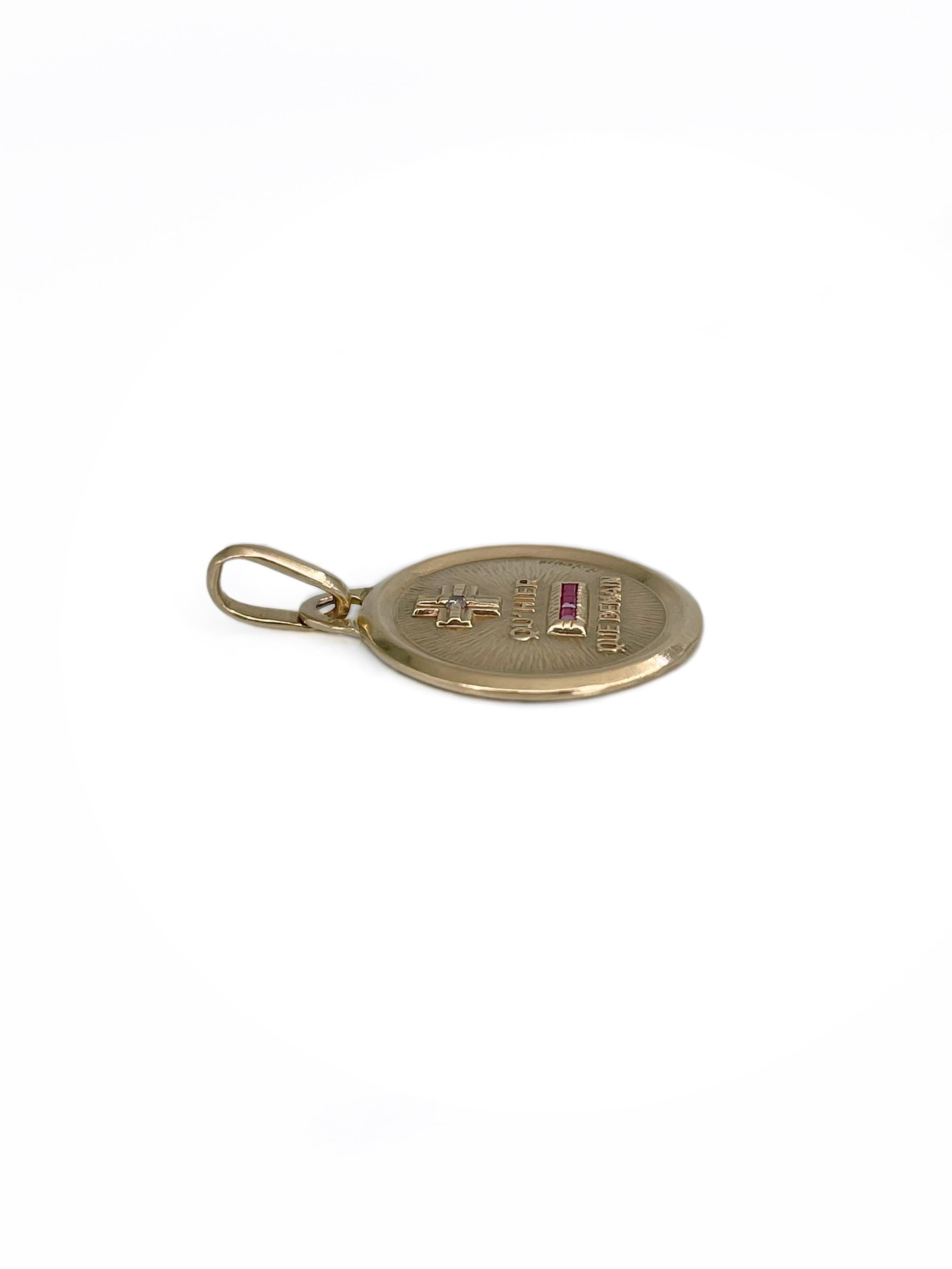 Moderne A. A. Augis Pendentif en or 18 carats diamant rubis 