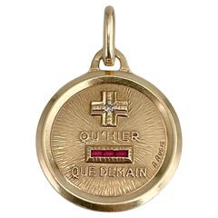 A. A. Augis Pendentif en or 18 carats diamant rubis "Plus Qu'hier" Love Charm