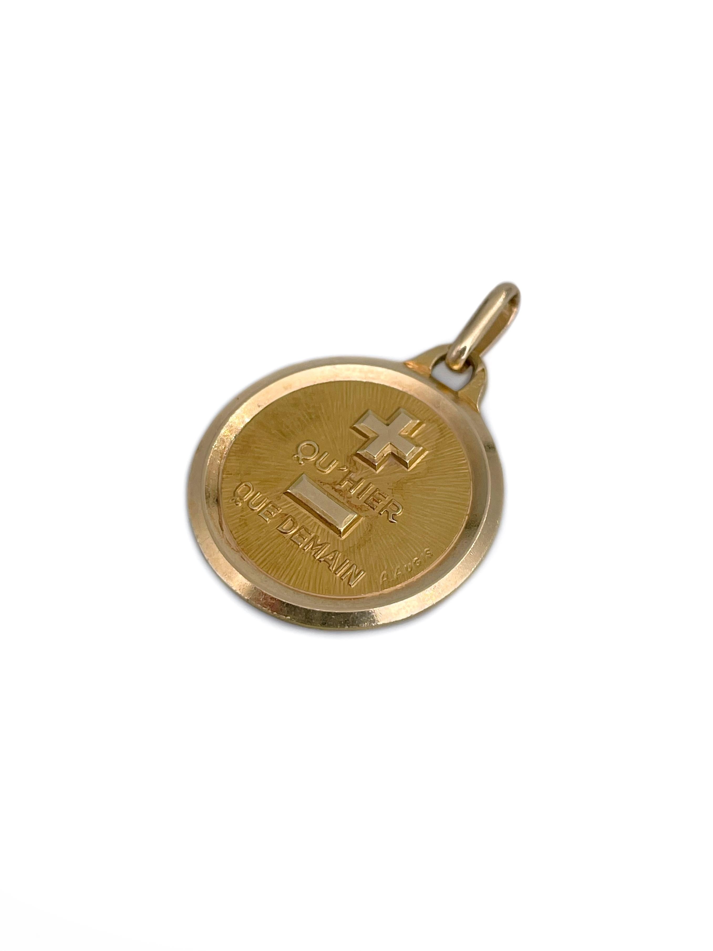 Women's or Men's A. Augis 18 Karat Gold “Plus Qu'hier” Love Charm Pendant