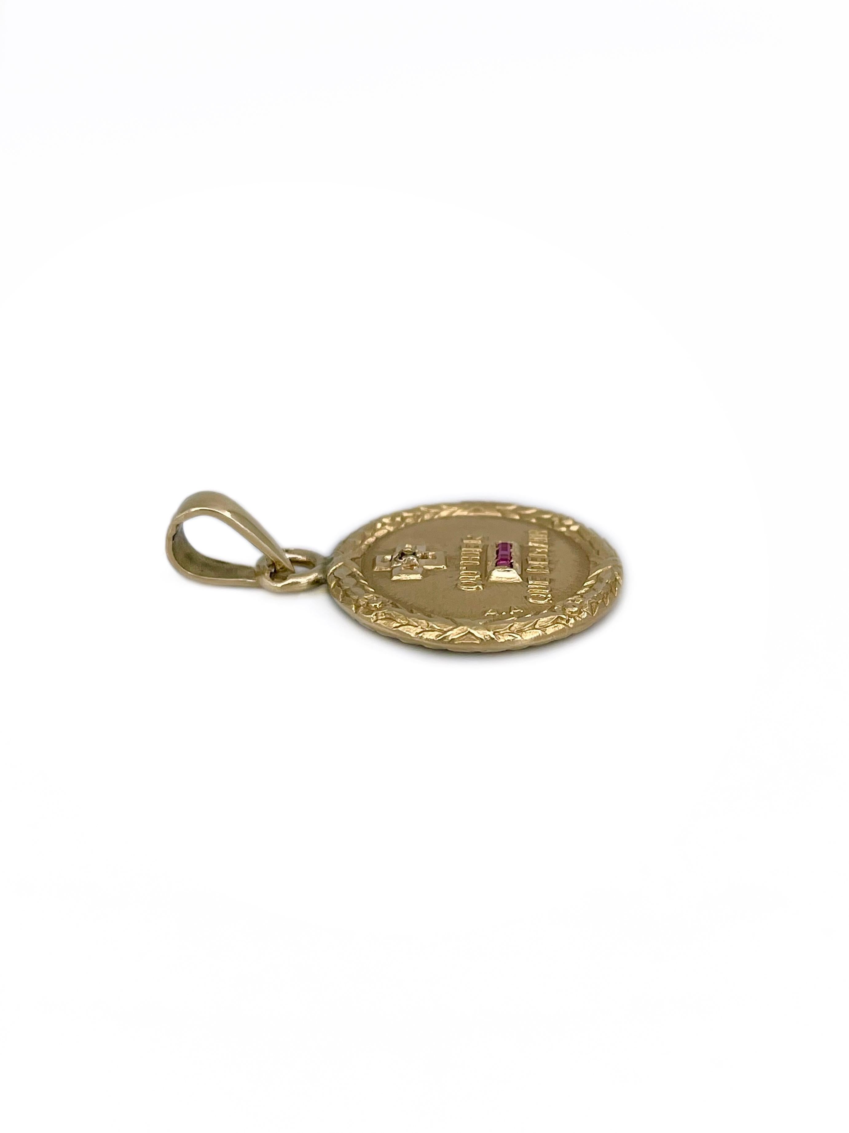 Mixed Cut A. Augis 18 Karat Gold Ruby Diamond “Plus Qu'hier” Love Charm Pendant