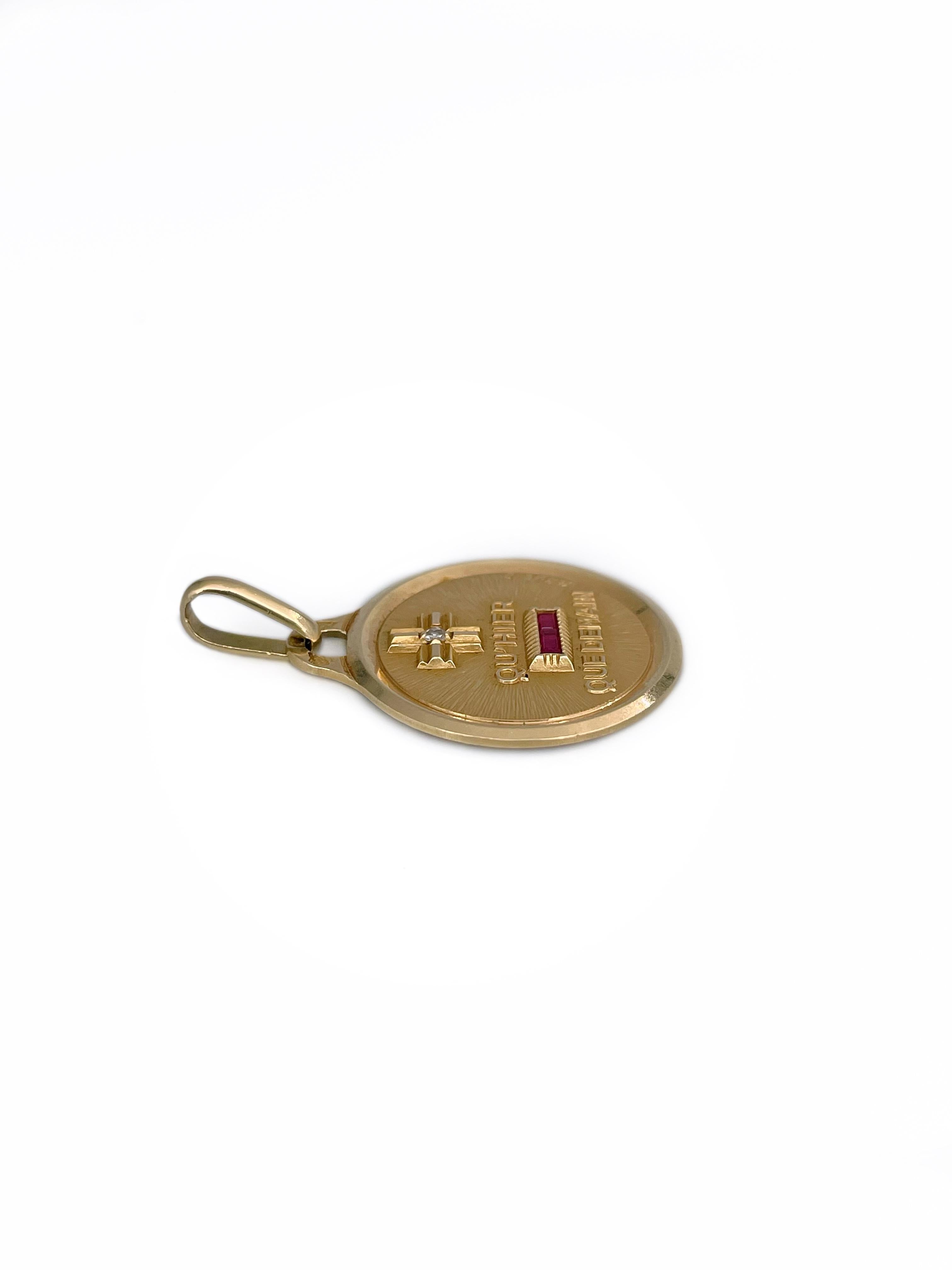 Mixed Cut A. Augis 18 Karat Gold Ruby Diamond “Plus Qu'hier” Love Charm Pendant