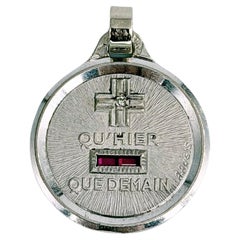 A. Augis 18 Karat Gold Ruby Diamond “Plus Qu'hier” Love Charm Pendant