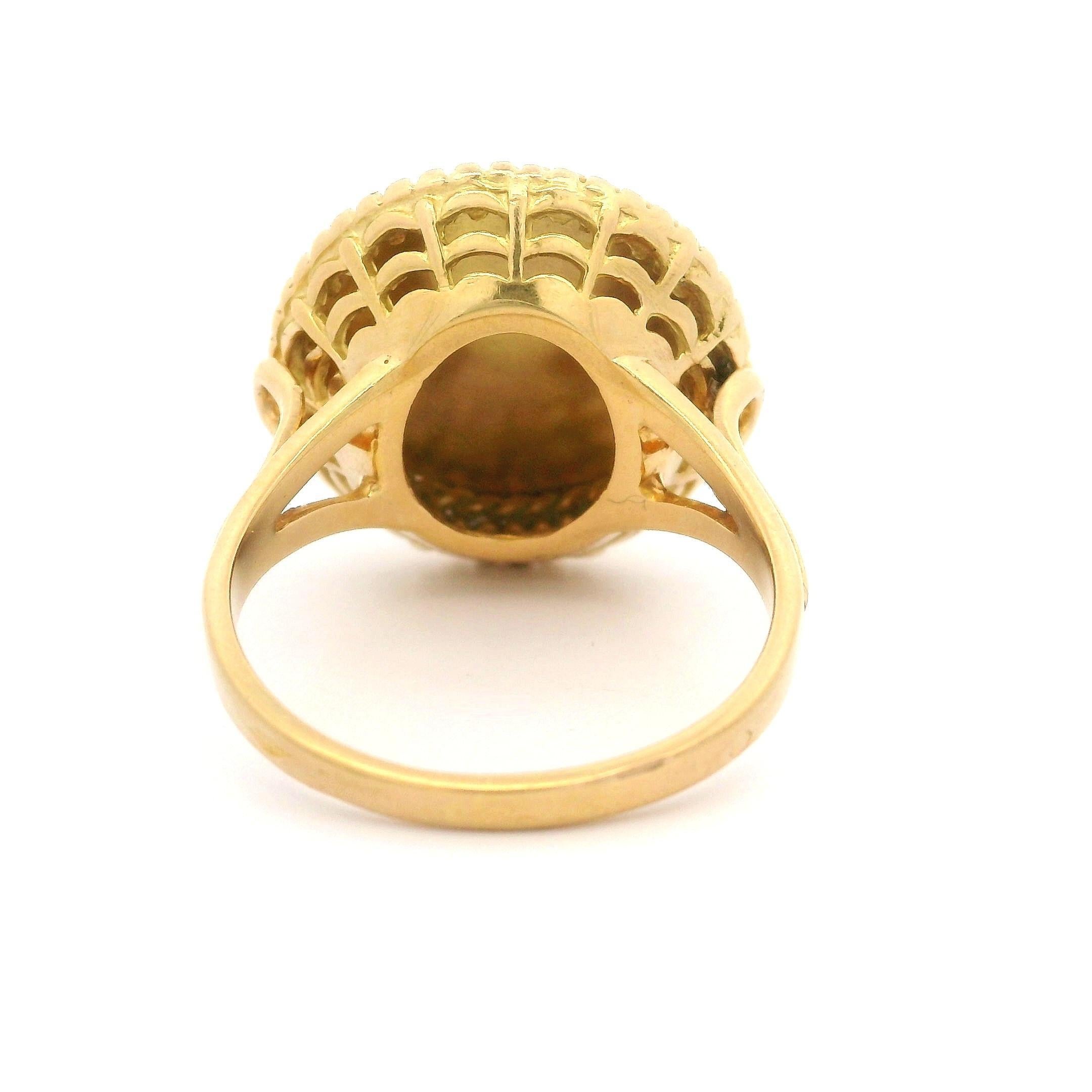 Baguette Cut A. Augis French 18k Yellow Gold Ruby & Diamond Round Rare Love Token Coin Ring