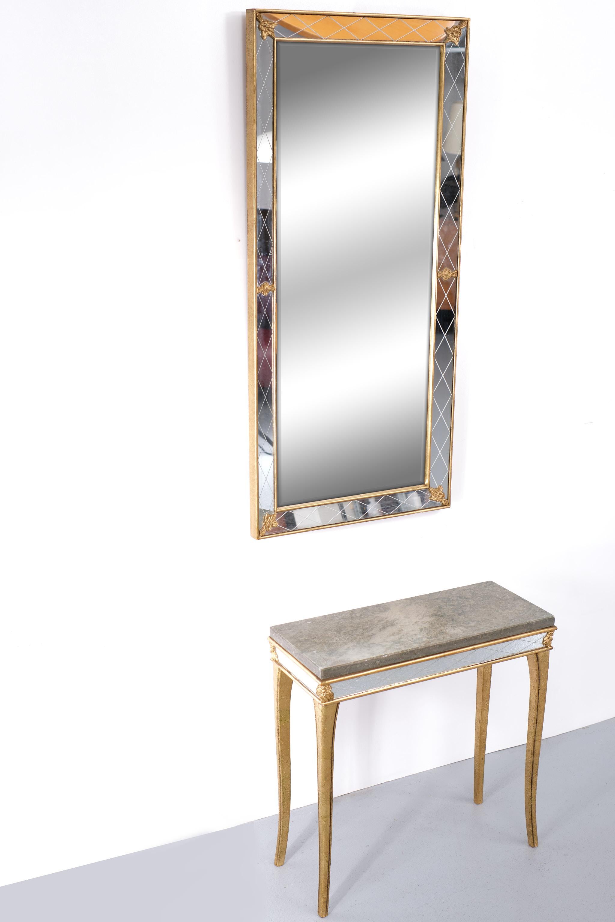 Swedish AB Glass & Tra Superb Set Console Table and Trumeau Mirror, 1960, Sweden 