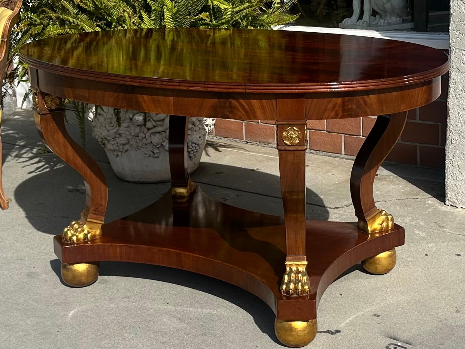 A. B. Nordiska Kompaniet Swedish Regency Giltwood Mahogany Center Table In Good Condition For Sale In LOS ANGELES, CA