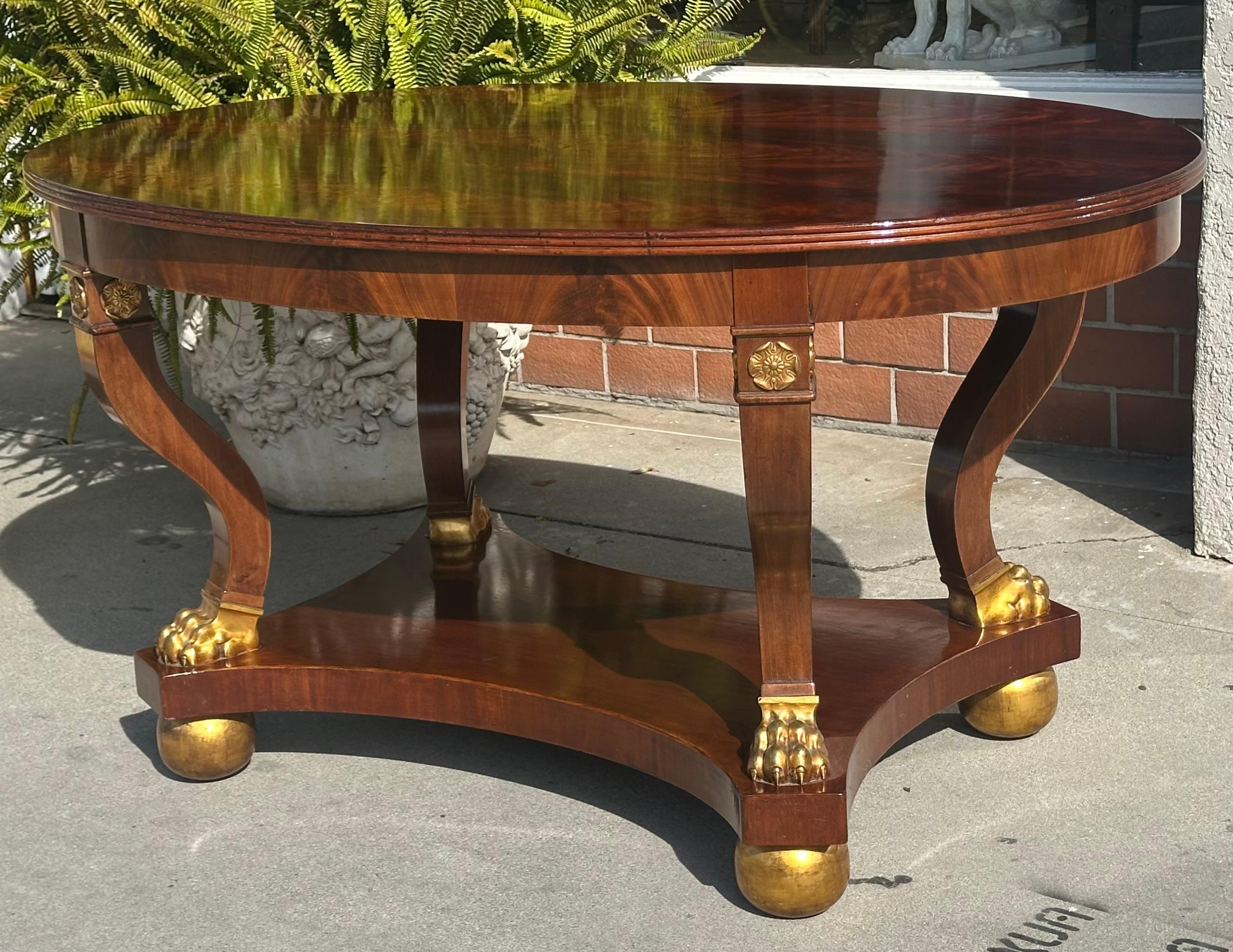 A. B. Nordiska Kompaniet Swedish Regency Giltwood Mahogany Center Table For Sale 1