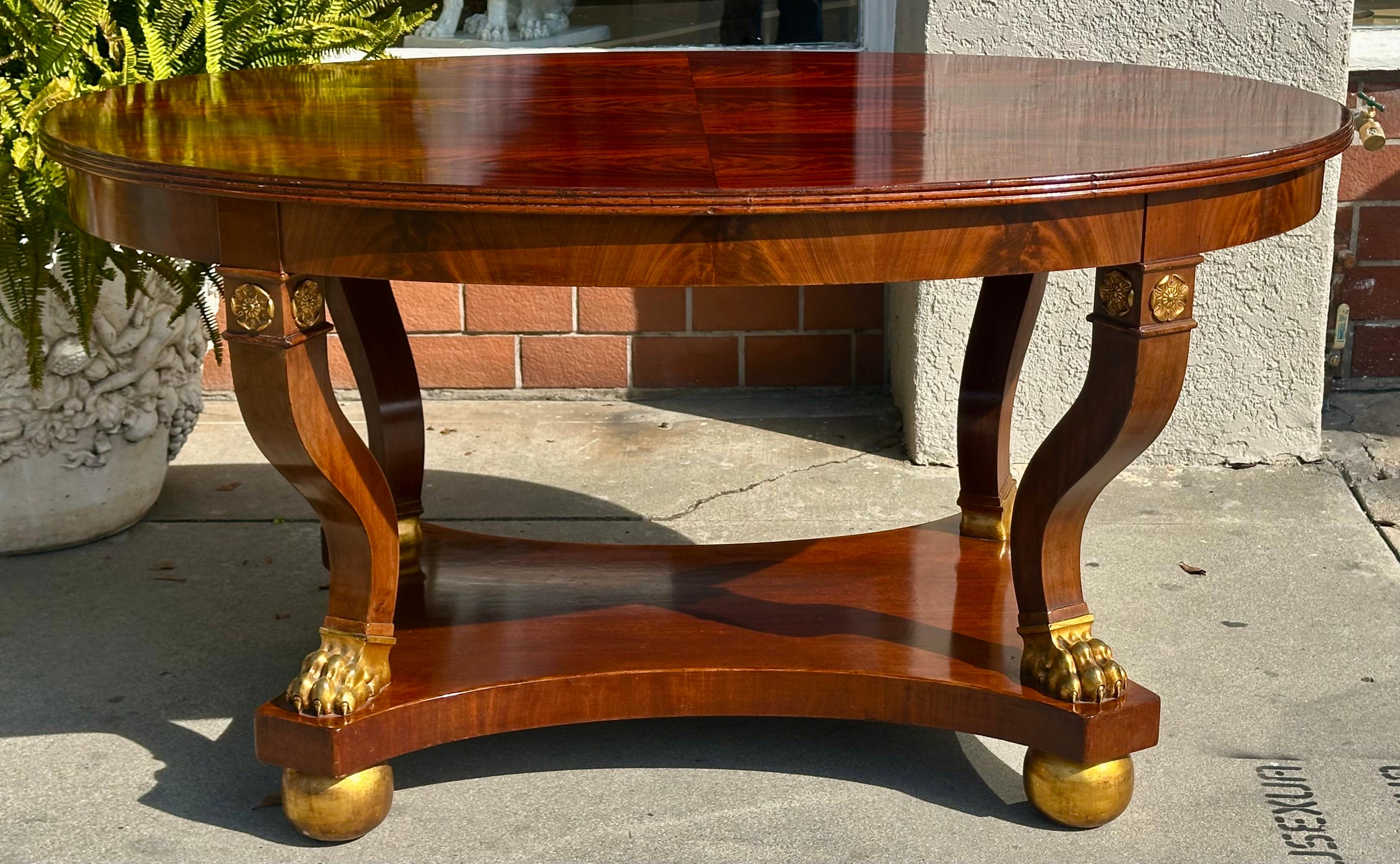A. B. Nordiska Kompaniet Swedish Regency Giltwood Mahogany Center Table For Sale 2
