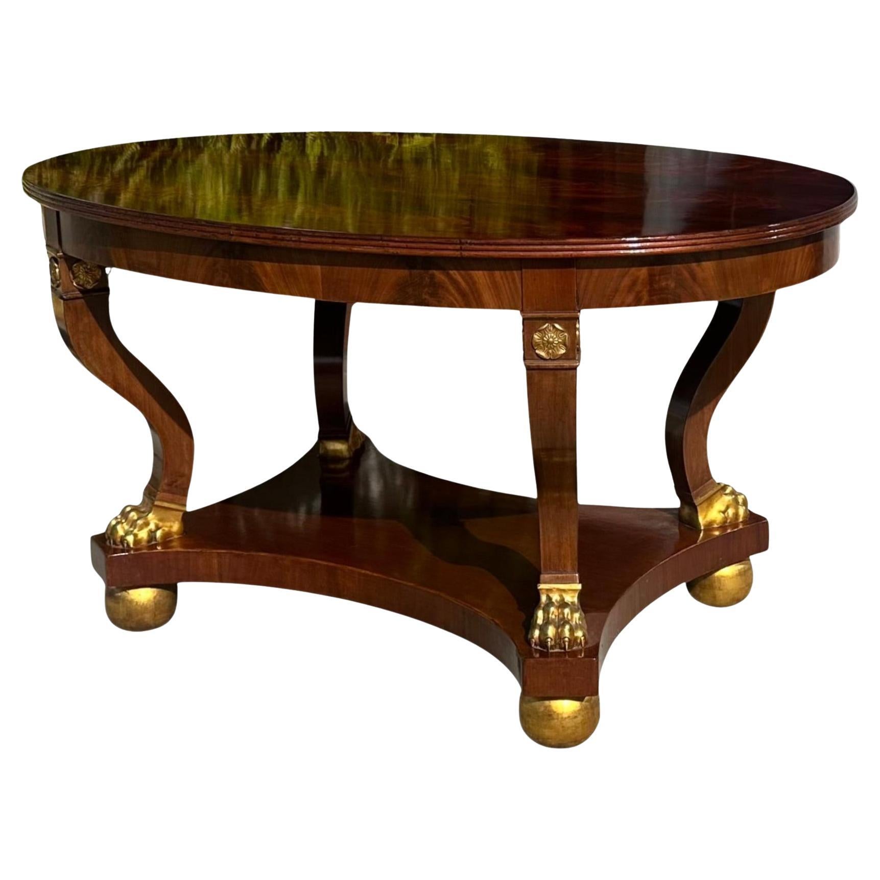 A. B. Nordiska Kompaniet Swedish Regency Giltwood Mahogany Center Table