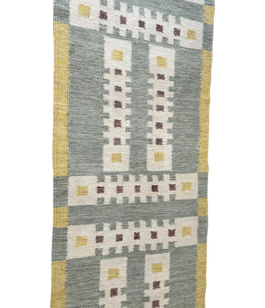 Un tappeto runner in lana a tessitura piatta di Babro Nilsson, ispirato allo stile scandinavo. in vendita 4