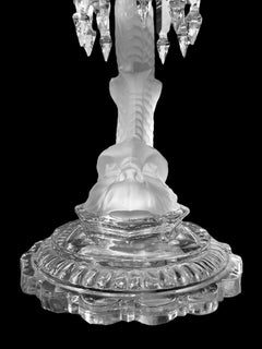 A Baccarat Crystal Lustre Dolphin Candlestick