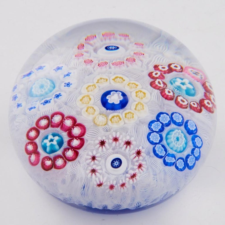 Baccarat Millefiori Garland on Muslin Ground Paperweight, 1973 For Sale