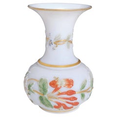 Baccarat Opaline Floral Vase, circa 1860