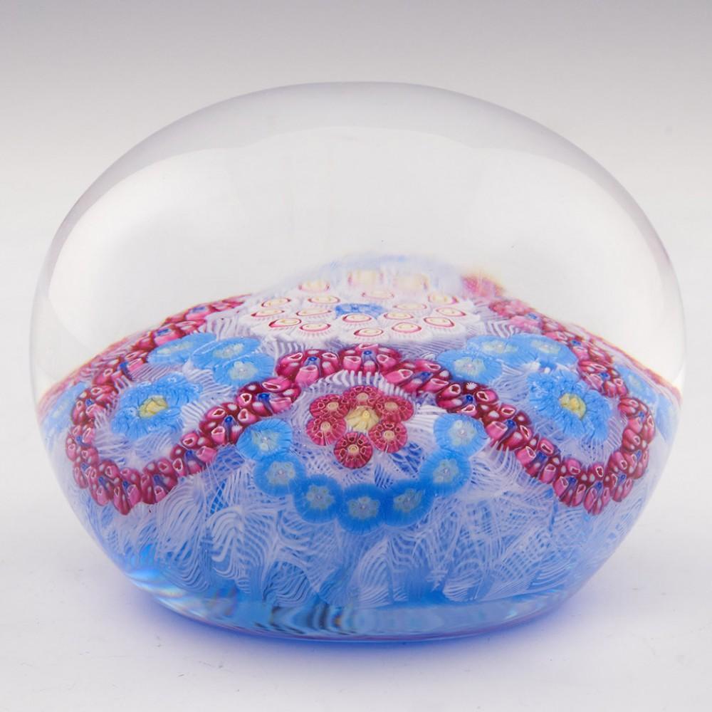 French A Baccarat Trefoil Millefiori Garland Paperweight, 1971 For Sale