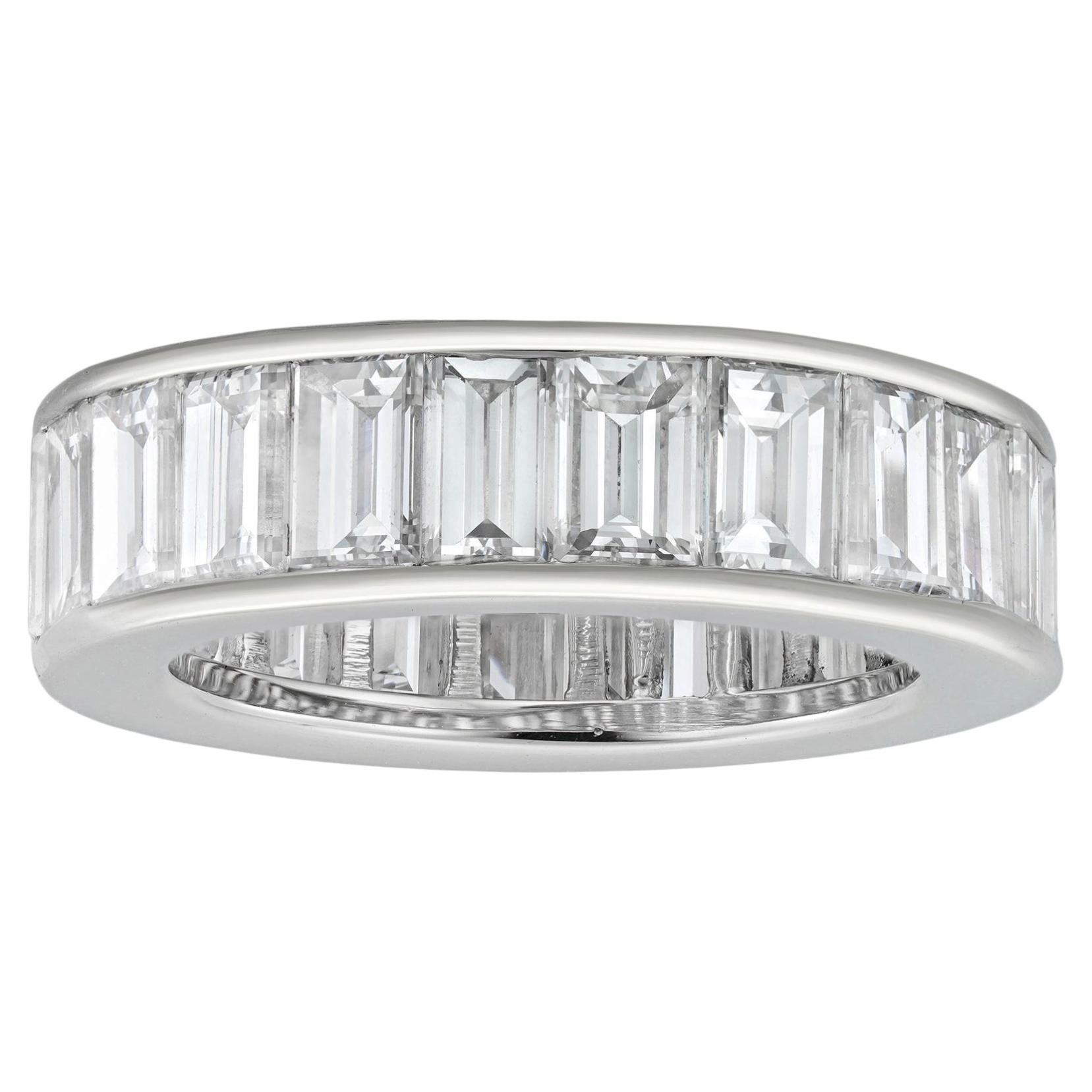 A baguette-cut diamond and platinum full eternity ring For Sale